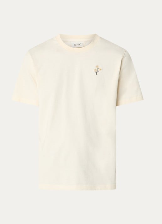 forét Bellis T-shirt met logoborduring - voorkant 3 beige