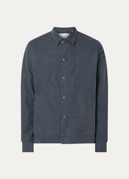forét Berry comfort fit overshirt met steekzakken - voorkant donkergrijs