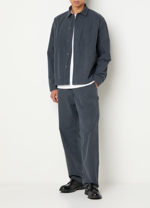 forét Berry comfort fit overshirt met steekzakken - voorkant 2 donkergrijs
