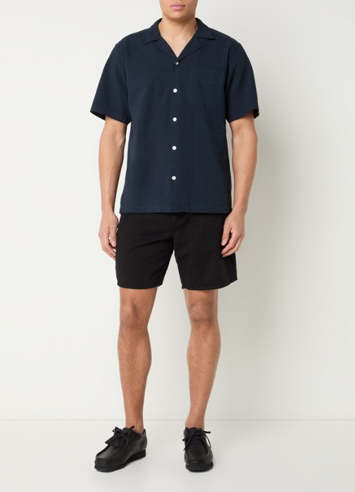 forét Clay straight fit korte broek met steekzakken - voorkant 4 zwart