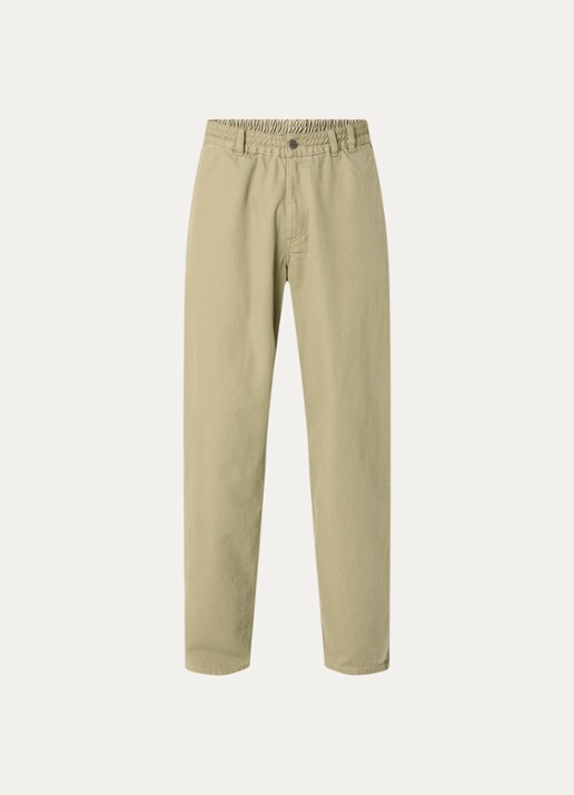 forét Clay Twill tapered fit chino met steekzakken - voorkant 4 khaki