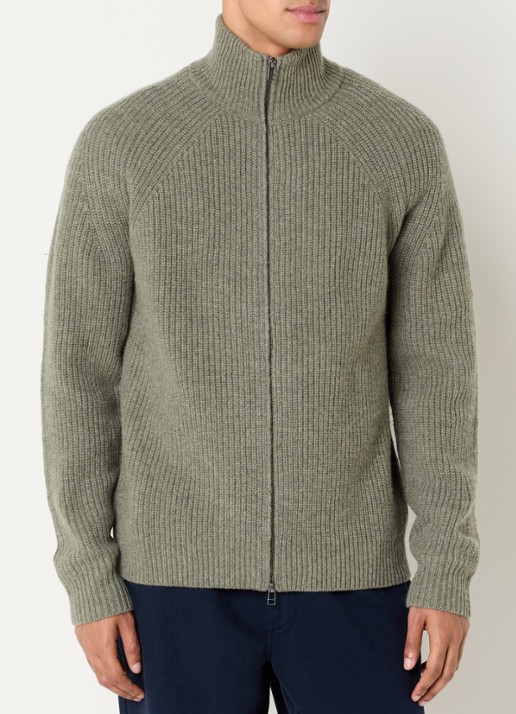 forét Delta ribgebreid vest van wol - detail groen