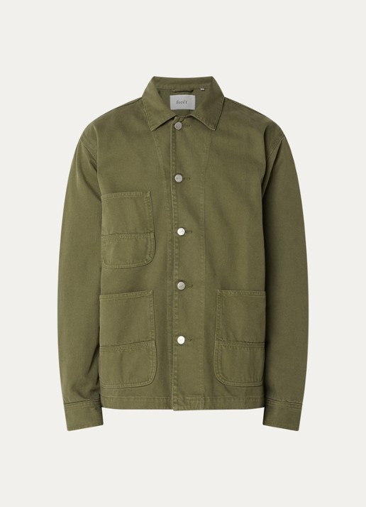 forét Forager overshirt met opgestikte zakken - voorkant 3 legergroen