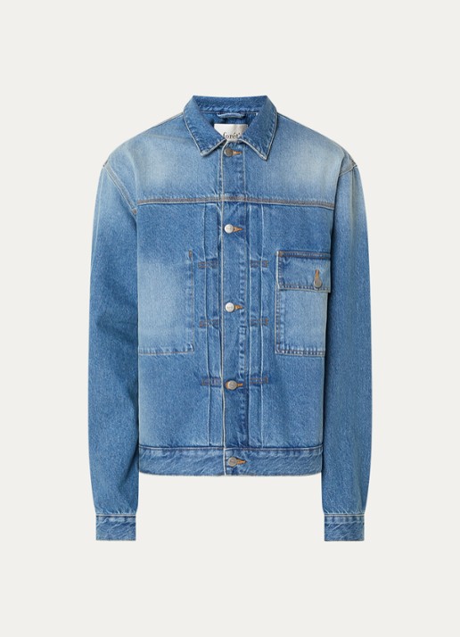 forét Hayz spijkerjas met borstzak en medium wassing - voorkant 3 blauw