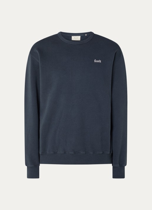 forét Noon sweater met logoborduring - voorkant donkerblauw