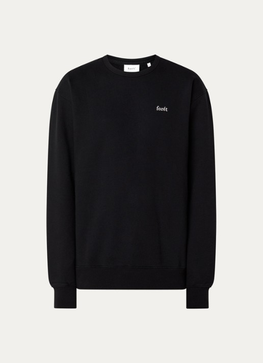 forét Noon sweater met logoborduring - voorkant 2 zwart