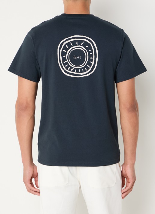 forét Nova T-shirt van  katoen met logo- en backprint - achterkant indigo