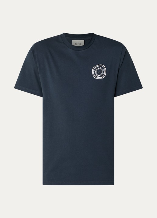 forét Nova T-shirt van  katoen met logo- en backprint - voorkant 2 indigo