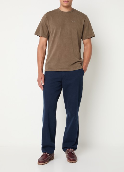 forét Oak T-shirt met logoborduring - voorkant 3 khaki