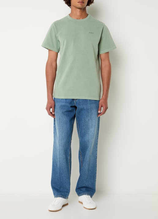 forét Oak T-shirt met logoborduring - voorkant 2 lichtgroen
