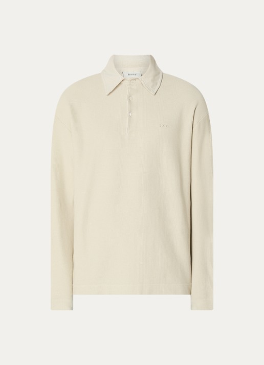 forét Regular fit polo met structuur - voorkant 2 beige