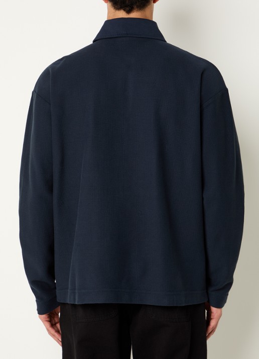 forét Regular fit polo met structuur - achterkant 3 donkerblauw