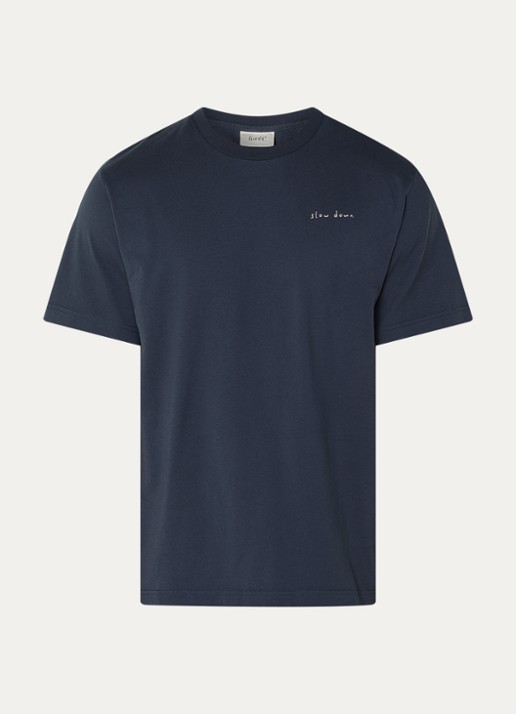 forét T-shirt met borduring - voorkant donkerblauw