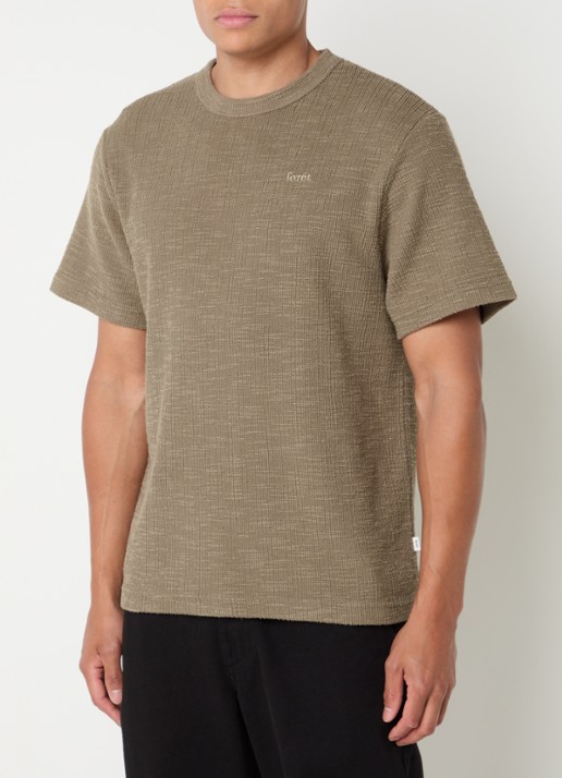 forét Willow T-shirt met structuur en logoborduring