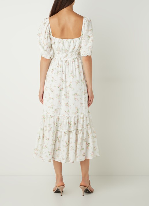 Forever New Josephine midi jurk in linnenblend met bloemenprint - achterkant wit