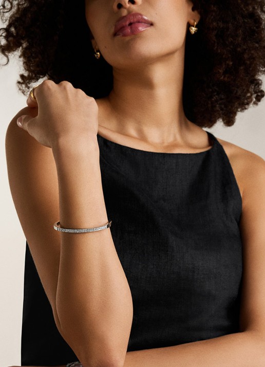 Fossil Bangle met zirkonia JF04863040 - detail 4 zilver