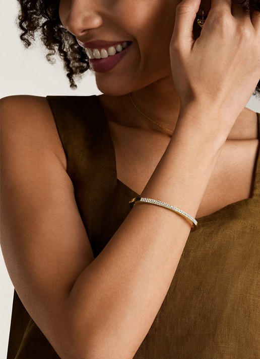 Fossil Ellis bangle met zirkonia JF04862710 - detail 4 goud