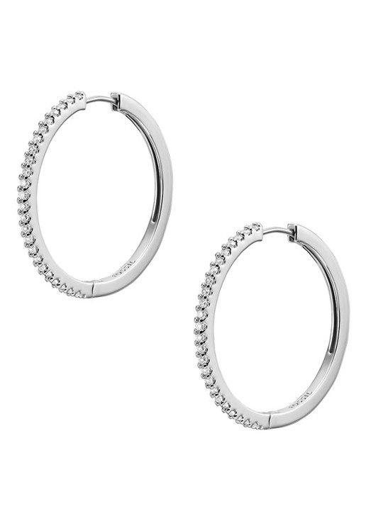 Fossil Ellis oorringen met zirkonia JA7274040 - detail 4 zilver