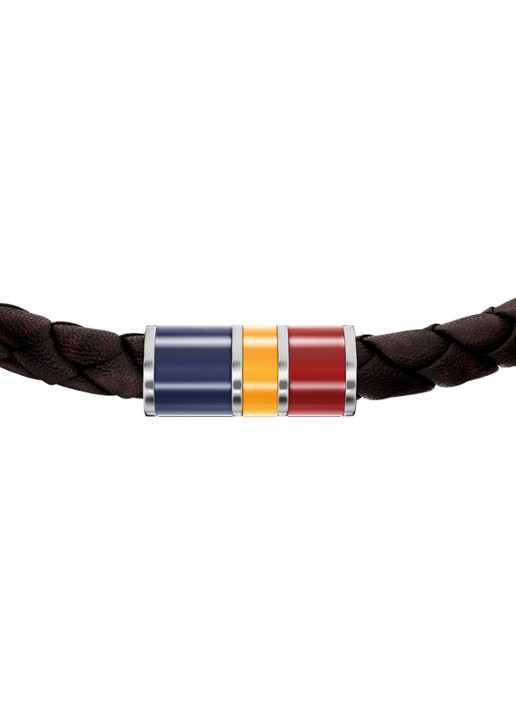 Fossil Everett  armband van geweven leer JF05023040 - detail bruin