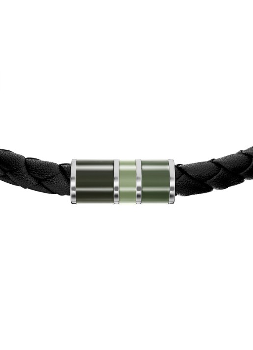 Fossil Everett armband van geweven leer JF05024040 - detail 2 zwart