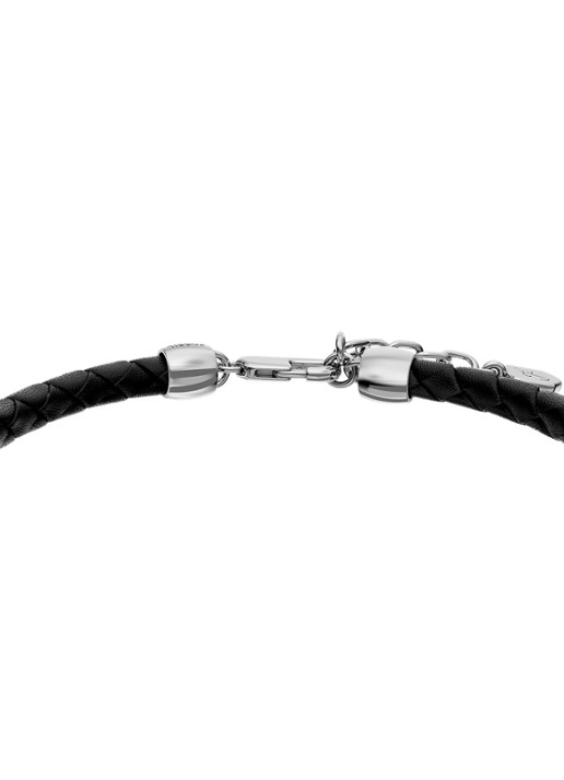 Fossil Everett armband van geweven leer JF05024040 - detail 3 zwart