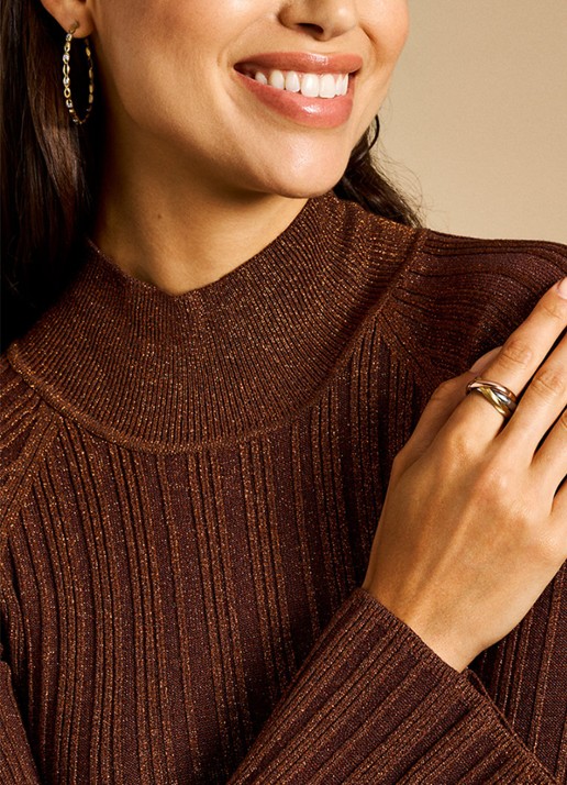 Fossil Harlow ring verguld JF04807998 - voorkant 6 goud