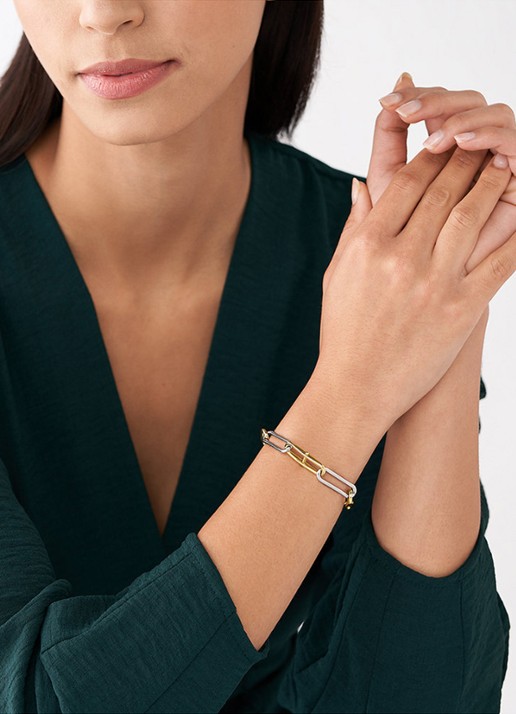 Fossil Heritage schakelarmband JF04349998 - voorkant 2 goud