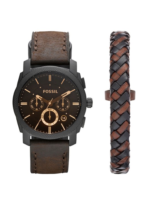 Fossil Horloge en armband giftset FS5251SET - voorkant donkerbruin