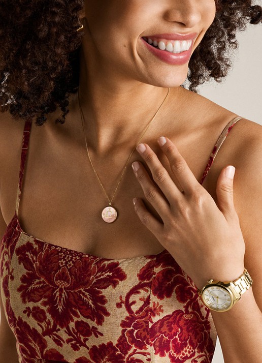 Fossil Ketting met hanger JF04844710 - detail 5 goud