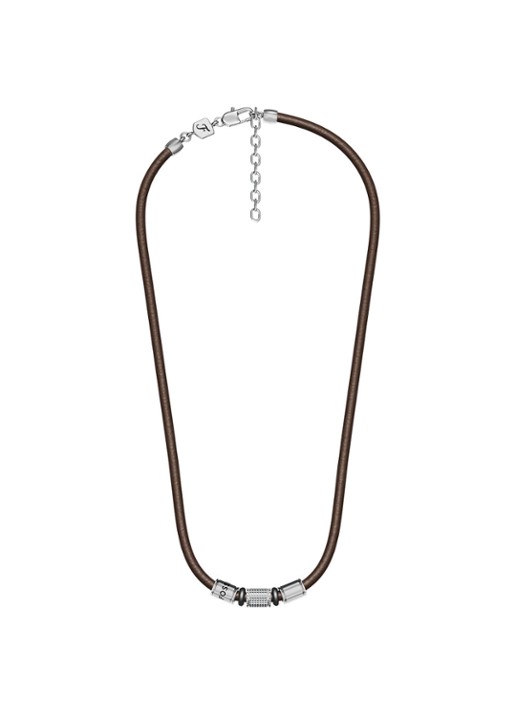 Fossil Machine ketting van leer JF05007998 - detail 3 bruin