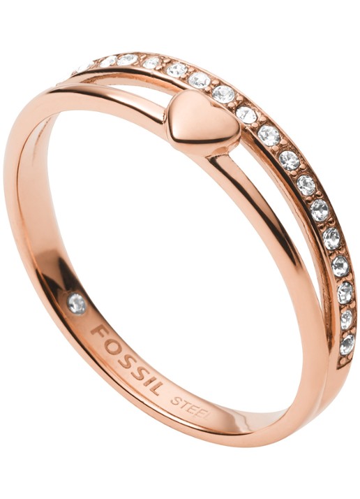 Fossil Ring met strass JF03460791 - detail roségoud
