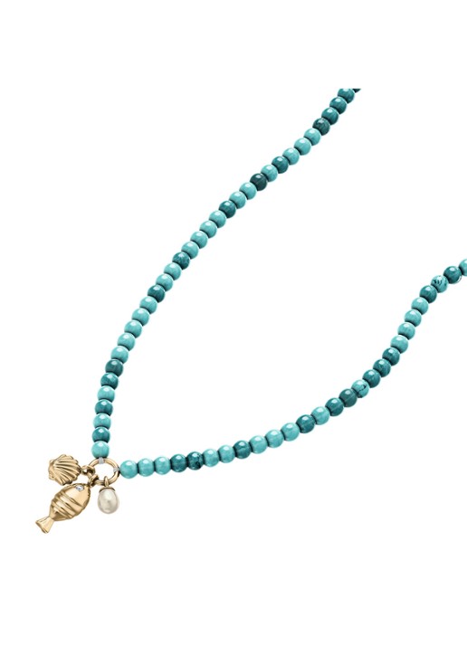 Fossil Sutton ketting  JA7318710 - detail goud