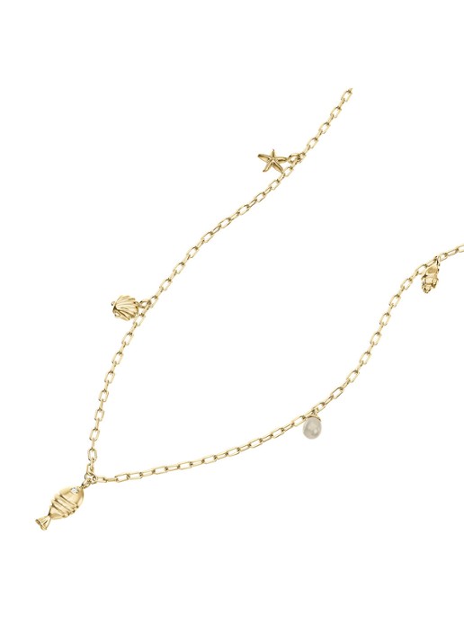 Fossil Sutton ketting verguld JA7317710 - detail goud