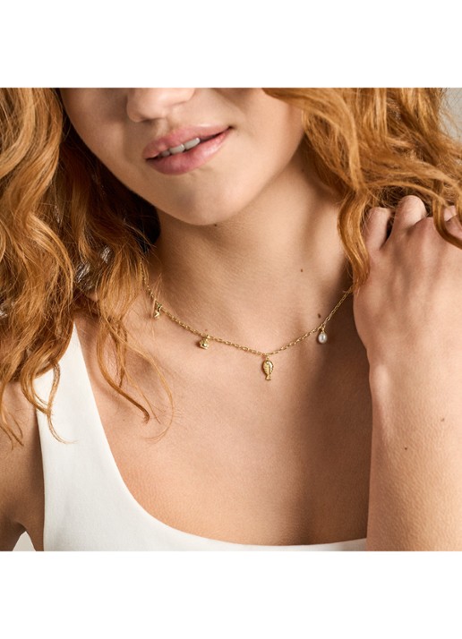 Fossil Sutton ketting verguld JA7317710 - detail 4 goud