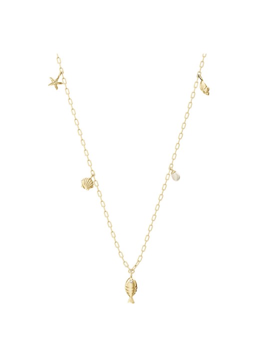 Fossil Sutton ketting verguld JA7317710 - voorkant 5 goud