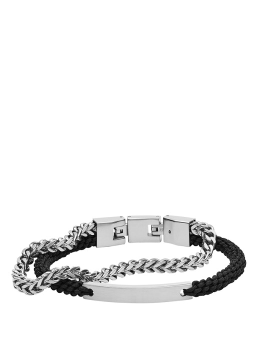 Fossil Vintage Casual armband van roestvrijstaal - voorkant 2 zilver