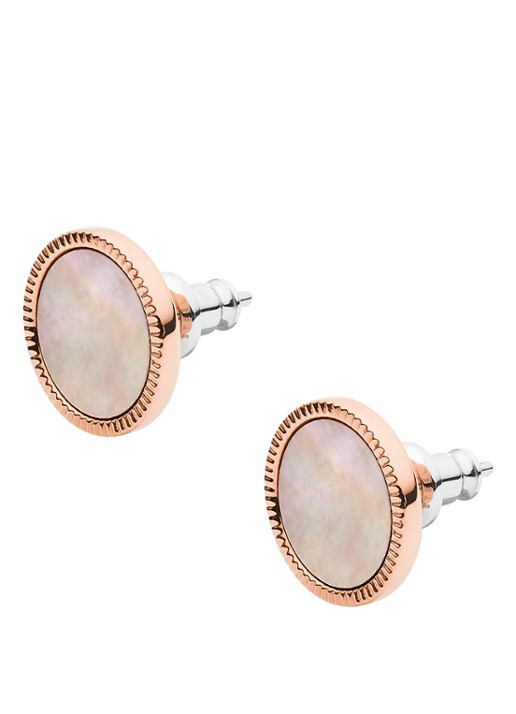 Fossil Vintage Iconic oorknopjes met parelmoer JF03274791 - detail 2 roségoud