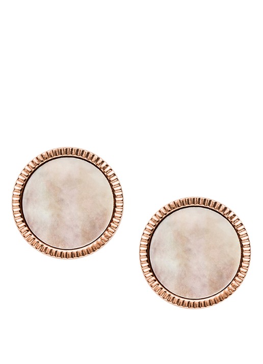 Fossil Vintage Iconic oorknopjes met parelmoer JF03274791 - voorkant roségoud