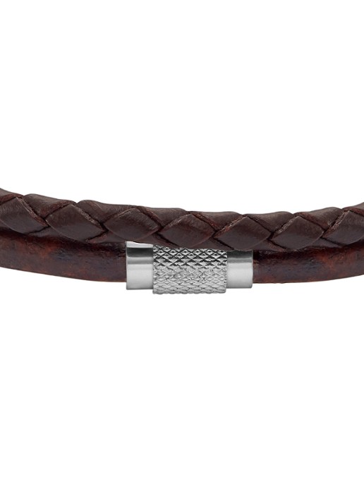 Fossil Wikkelarmband van leer JF04702040 - detail 2 donkerbruin
