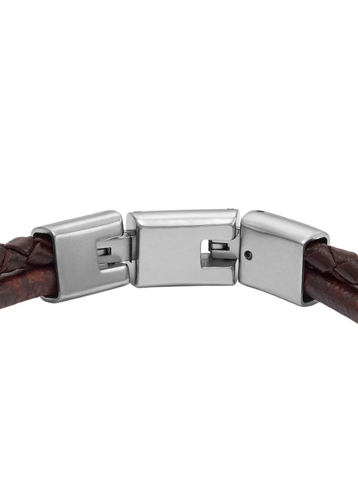 Fossil Wikkelarmband van leer JF04702040 - detail 3 donkerbruin