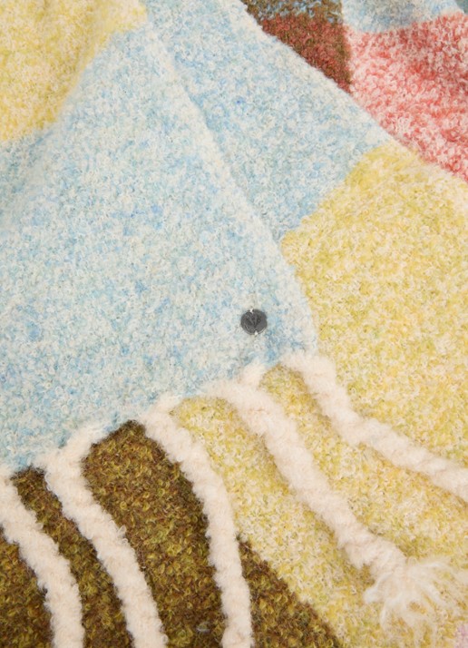 Fraas Grofgebreide sjaal met franjes 40 x 200 cm  - detail 2 geel