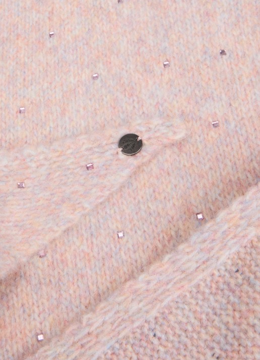 Fraas Sjaal in scheerwolblend met strass 130 x 30 cm - detail zwart