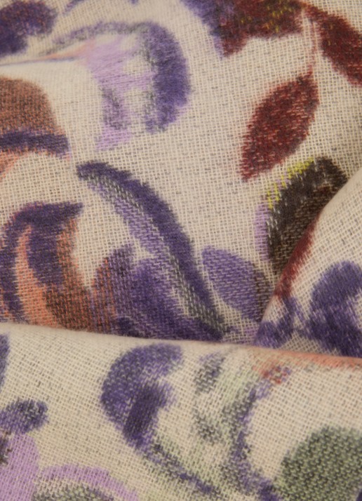 Fraas Sjaal met bloemenprint en franjes 35 x 195 cm  - detail 2 multicolor