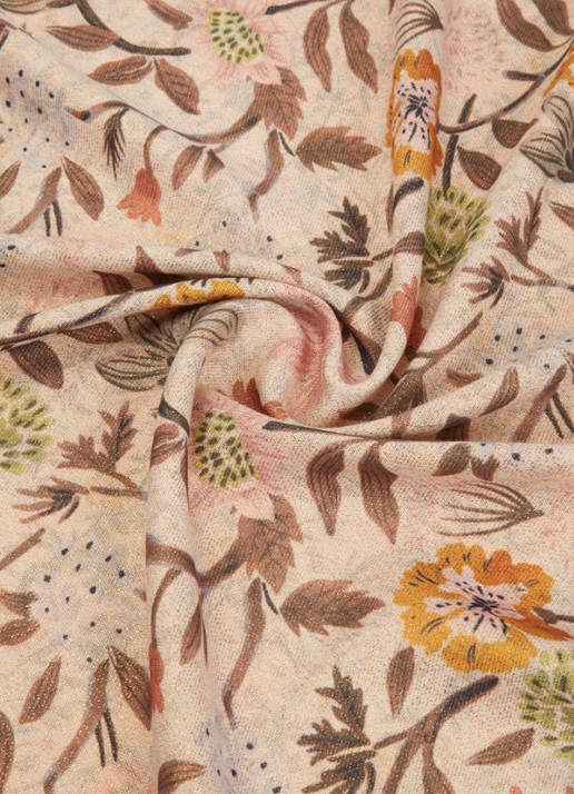 Fraas Sjaal met bloemenprint en glitter 70 x 190 cm  - detail 2 beige