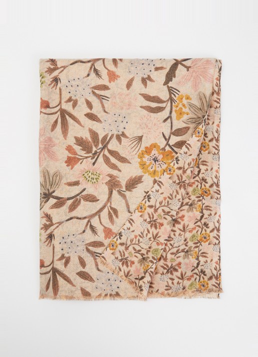 Fraas Sjaal met bloemenprint en glitter 70 x 190 cm