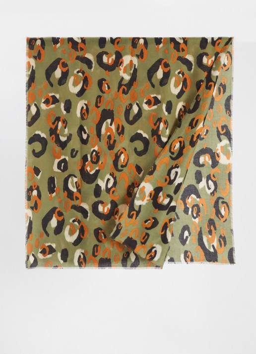Fraas Sjaal met dierenprint 70 x 190 cm  - detail groen