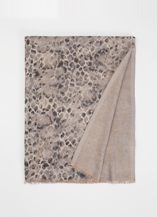 Fraas Sjaal met dierenprint en glitter 70 x 190 cm  - voorkant grijs