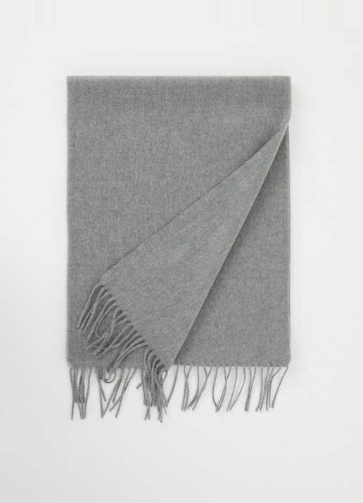Fraas Sjaal met franjes 200 x 35 cm  - voorkant 3 middengrijs