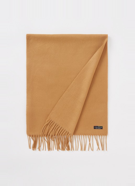Fraas Sjaal met franjes 200 x 35 cm  - voorkant 2 camel