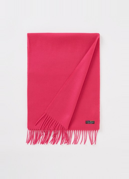 Fraas Sjaal met franjes 200 x 35 cm  - voorkant donkerroze
